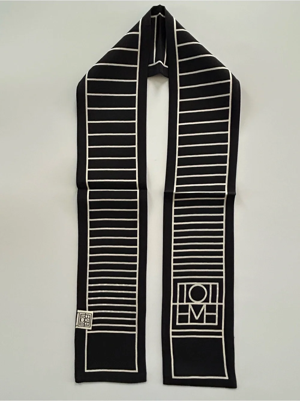 LOVEHATE Black Ivory Geometric Skinny Scarf Long Fashion Neck Scarf Unisex